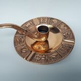 Cendrier et porte bougie en bronze avec les 12 signes astrologiques du zodiaque