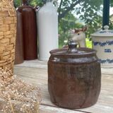 Pot and its lid in glazed stoneware