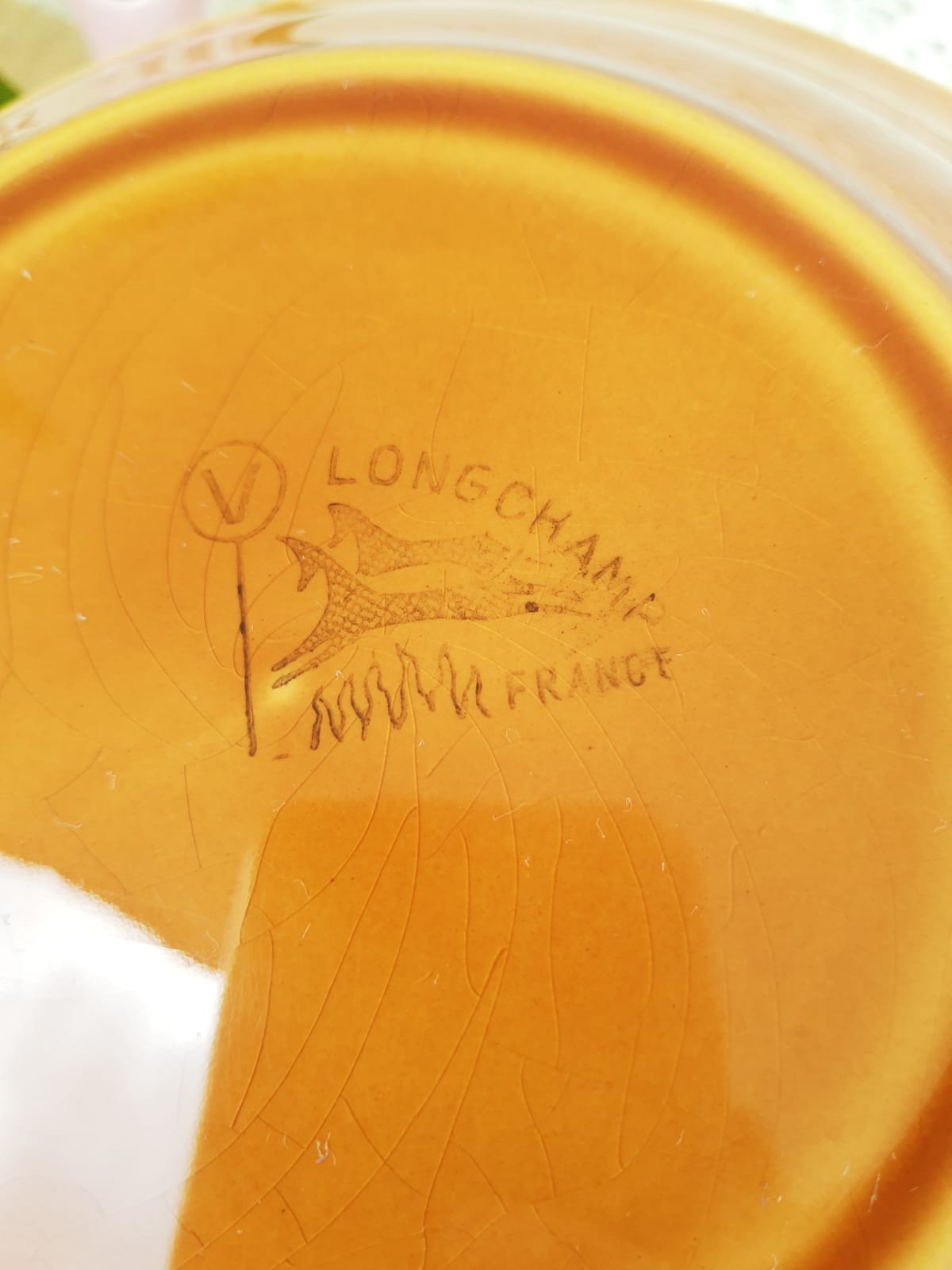 Set of 6 hollow plates Longchamp France mustard - vintage