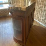 Meuble d’appui Louis XVI en bois précieux, marbre et vitrine – Haentgès Frè