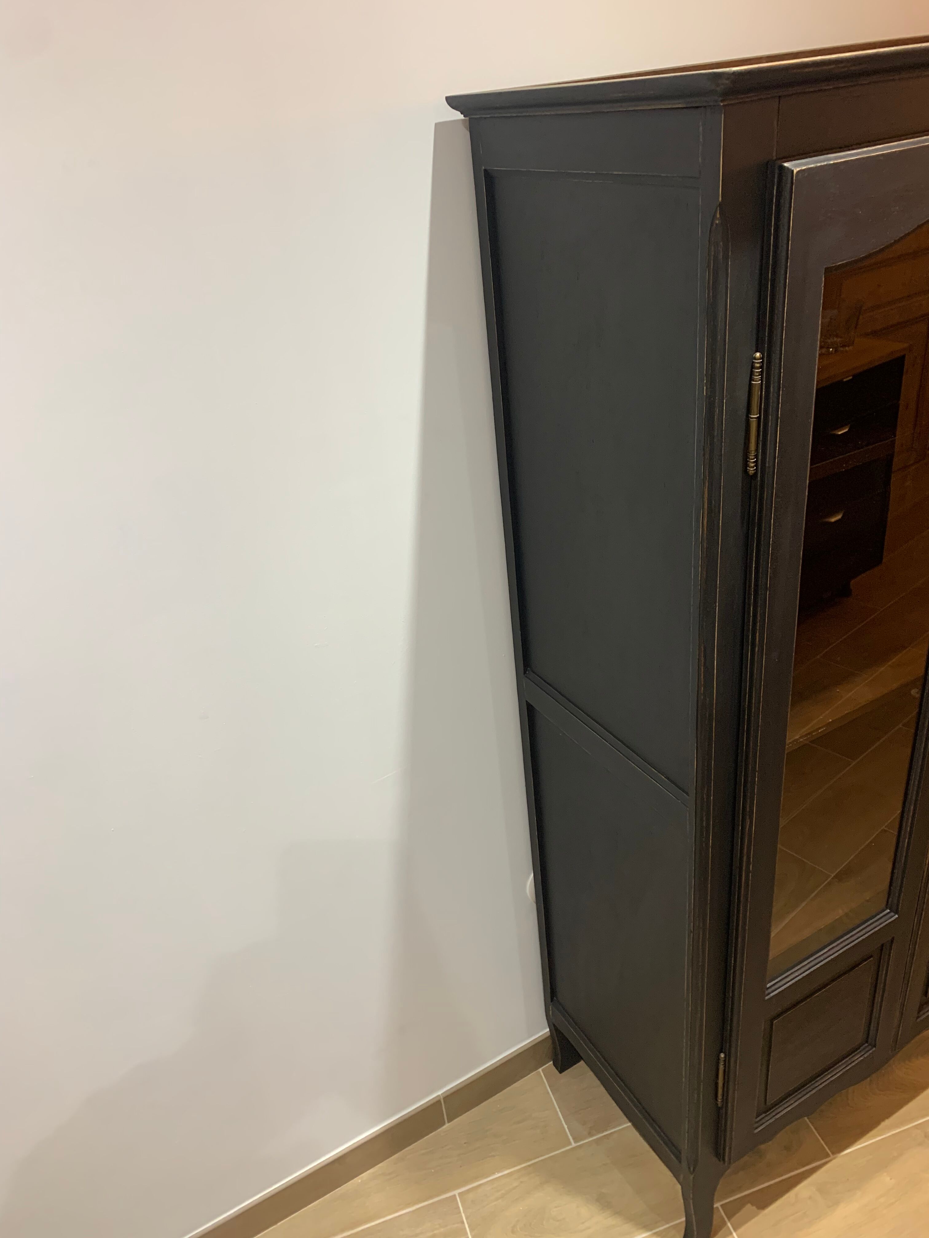Showcase style Louis XV Parisian wardrobe matte black