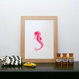 Print in press hippocampus fuchsia