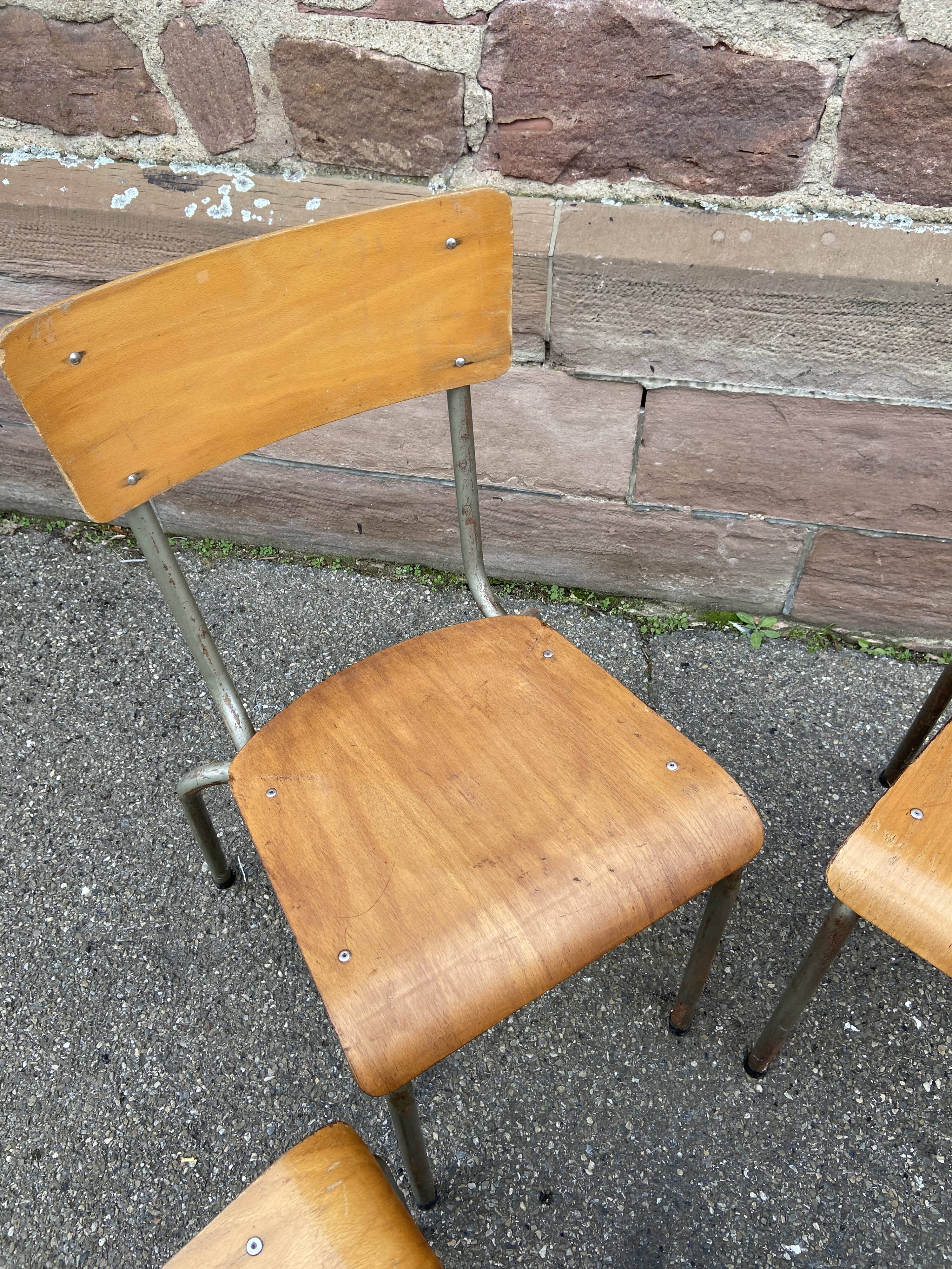 4 vintage school chairs