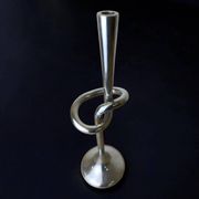 XL knotted candlestick in solid aluminium, Italy, 1980s