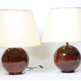 Pair of very large glazed ceramic ball lamps €80