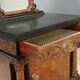 Antique walnut bedside tables with marble and burl, Italy, 20th century.
