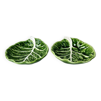 2 Old Ceramic Bowls Slush Cabbage Leaf Cups