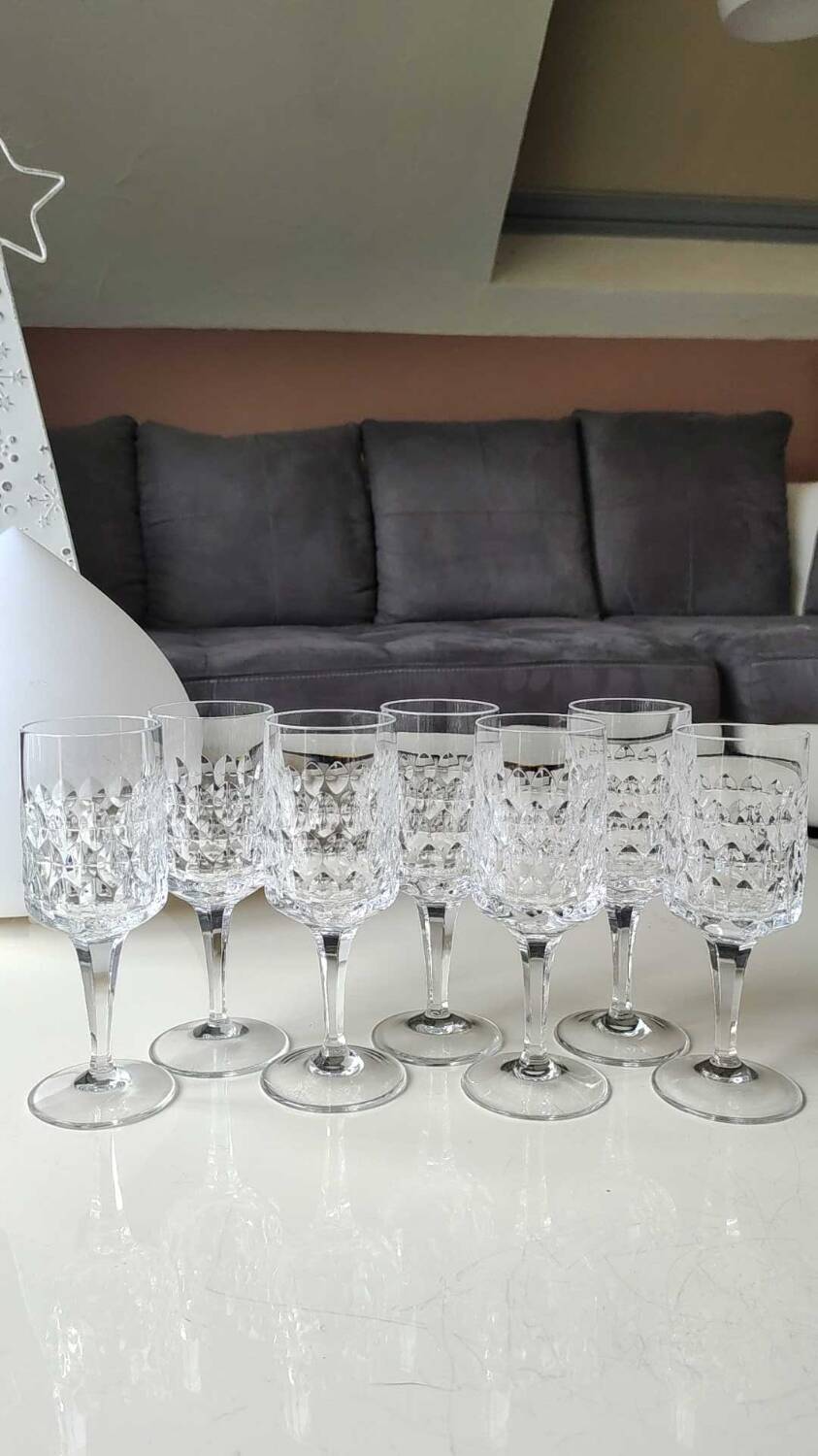 Lot 7 x Verres à vin. Peill & Putzler. Modèle Granada. En cristal.