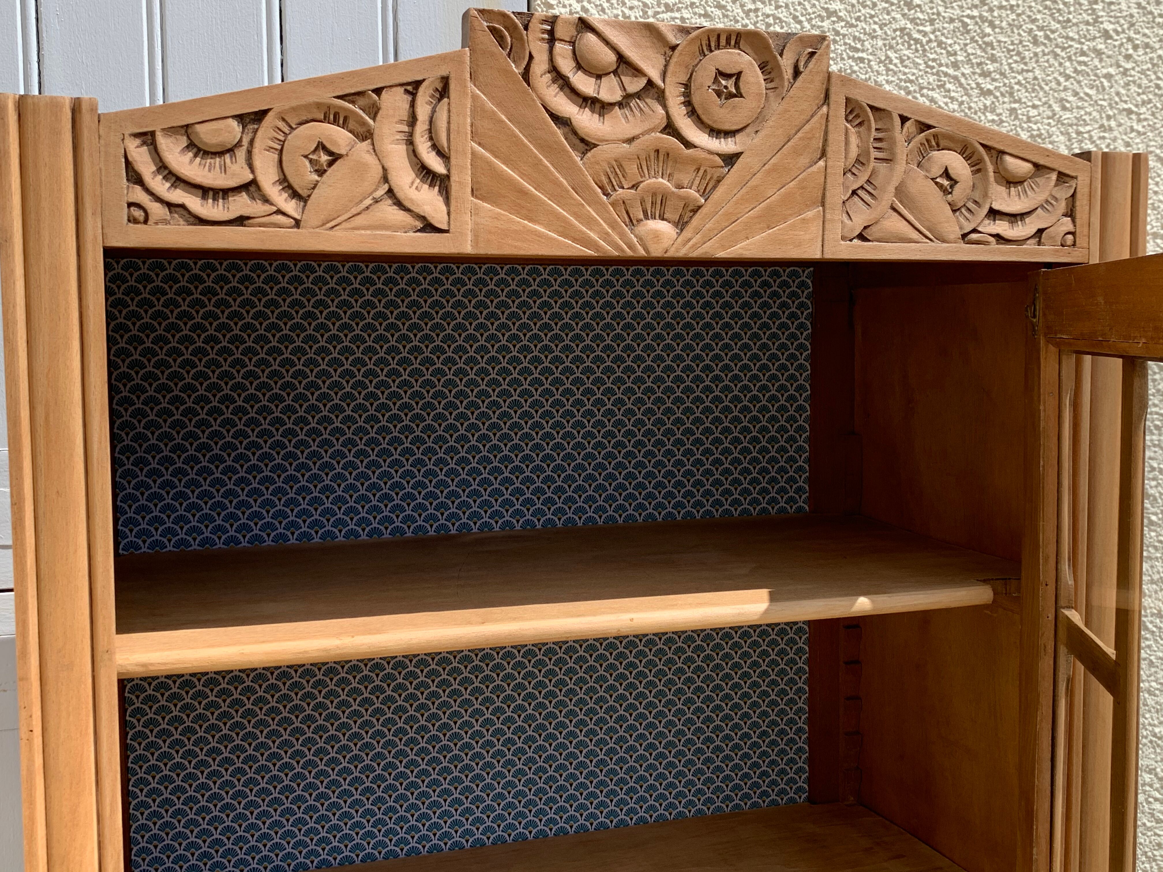 Art deco glass-glazed parisian wardrobe