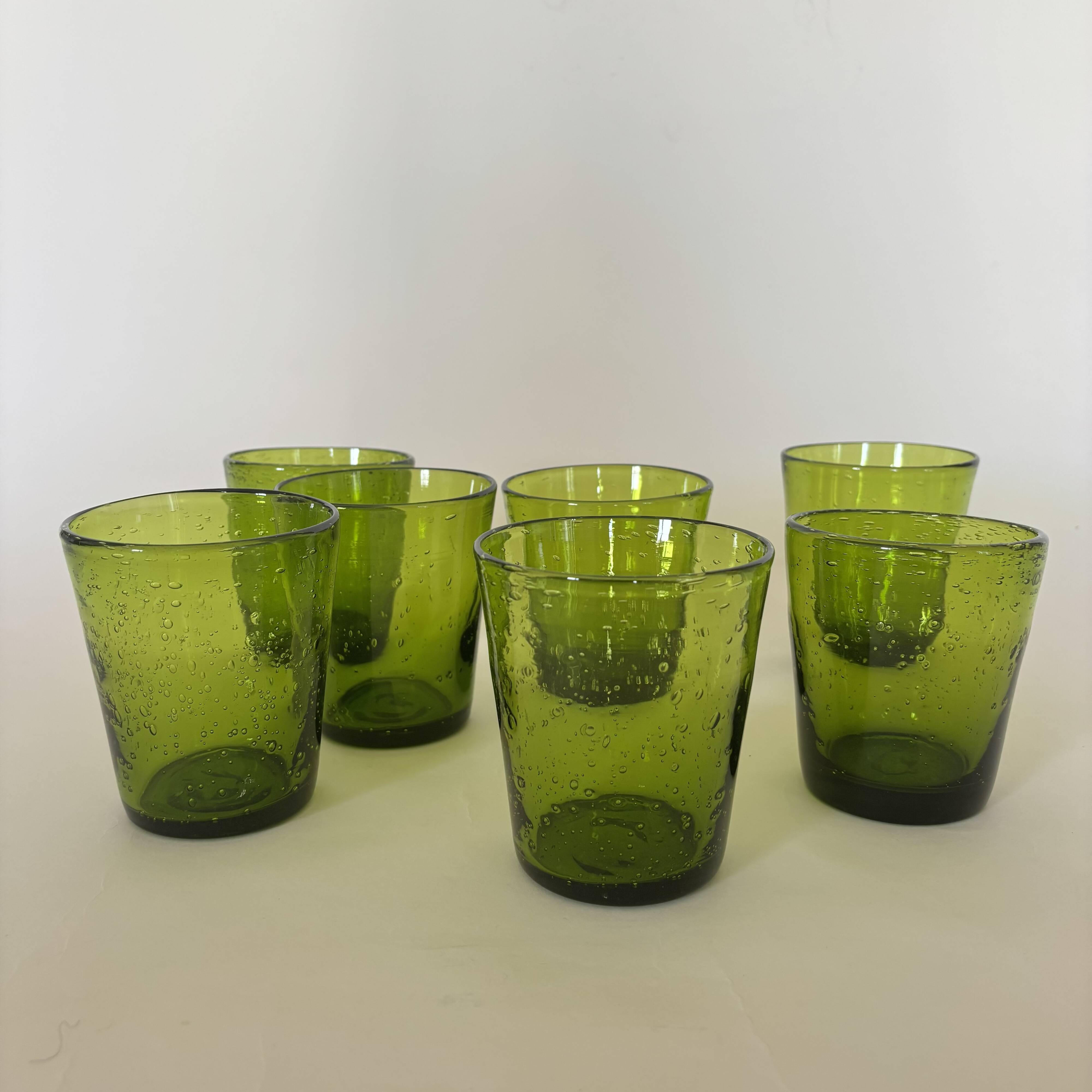Lot de 7 verres Biot vert
