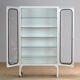 Vintage glass & iron medical cabinet, 1970s