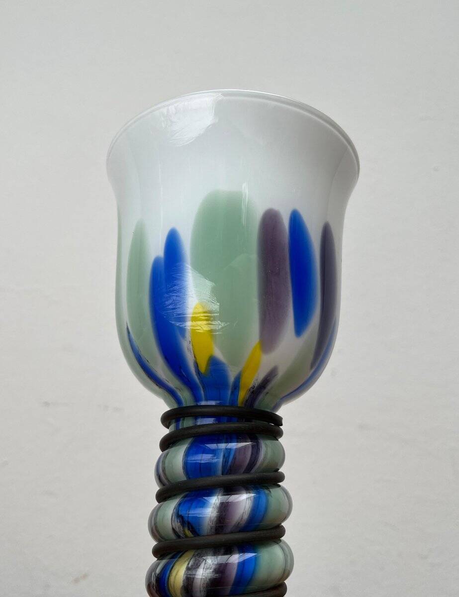 Postmodern metal and glass goblet by Hans Jürgen Richartz for the Richartz art collection, 1980s.