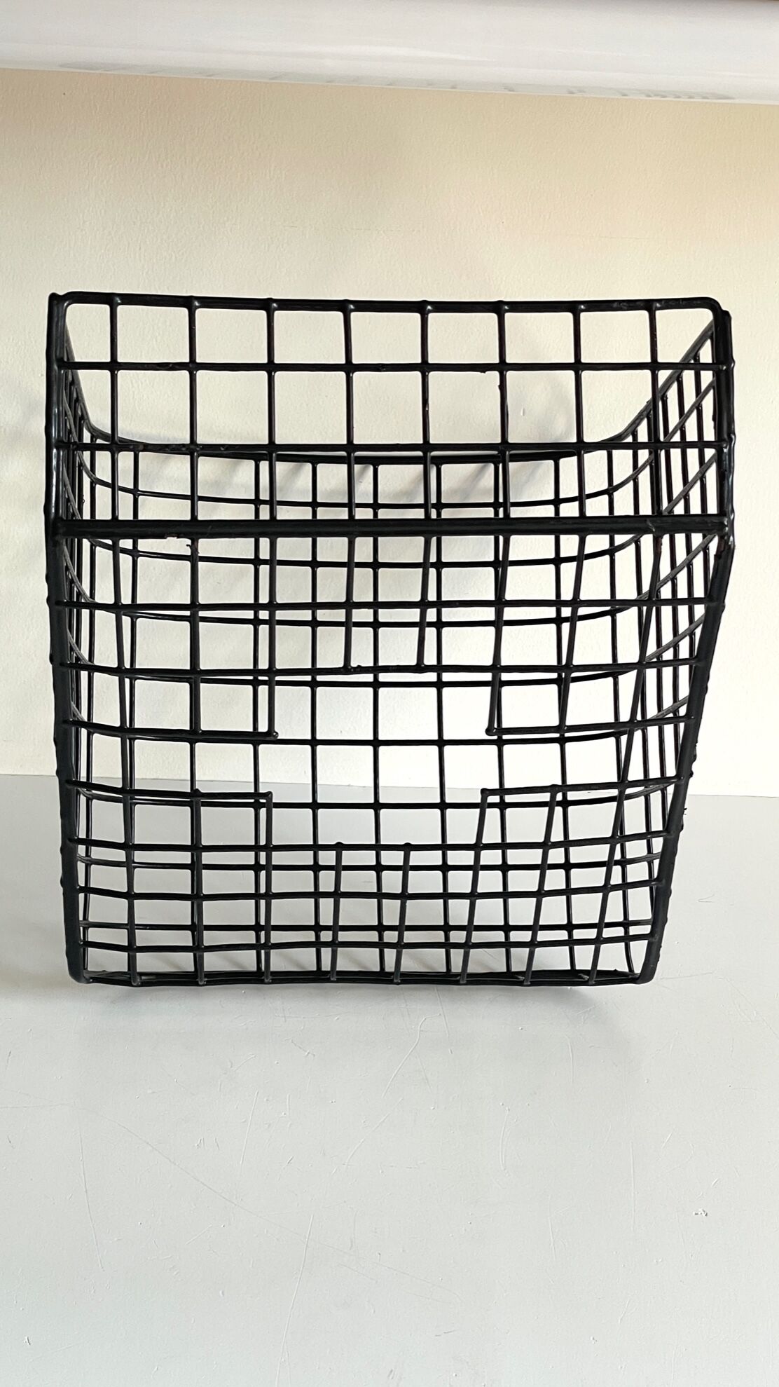 Wall basket steel wire storage vintage