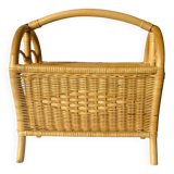 Vintage wicker and bamboo magazine rack