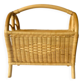 Vintage wicker and bamboo magazine rack