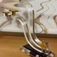 Chandelier with 3 branches in lucite (plexiglass) and gilded brass – Hol style