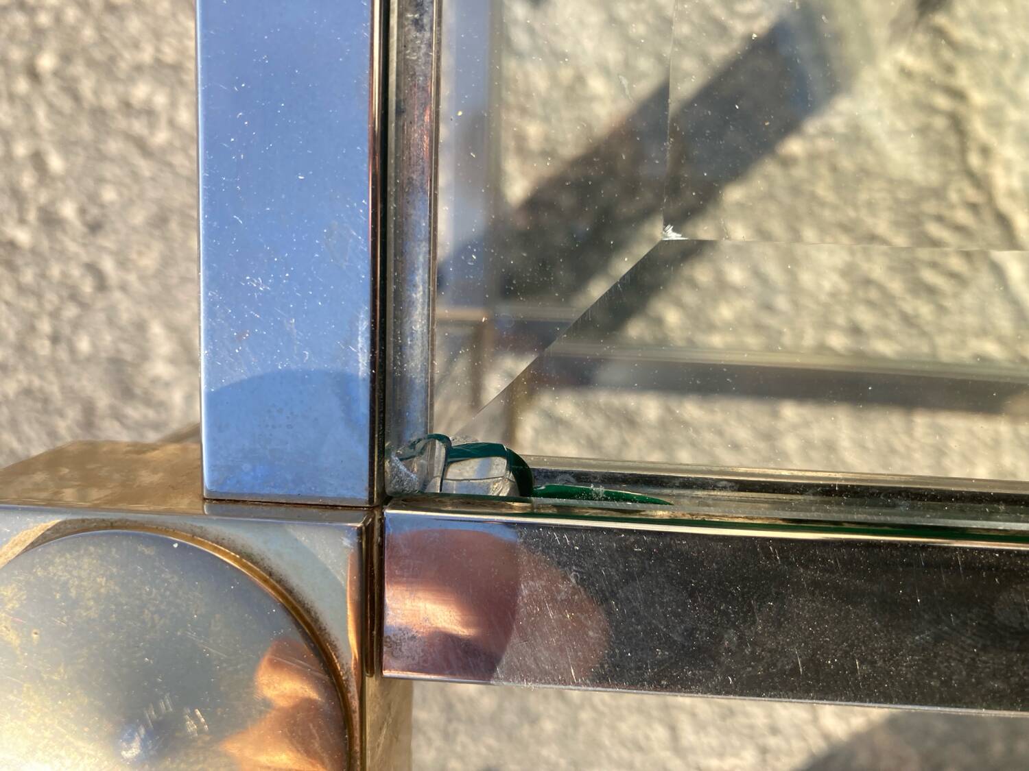 Coffee table, Pierre Vandel, brass, gold and silver