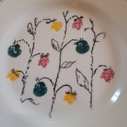 Assiettes à dessert faïence et décor floral 50's