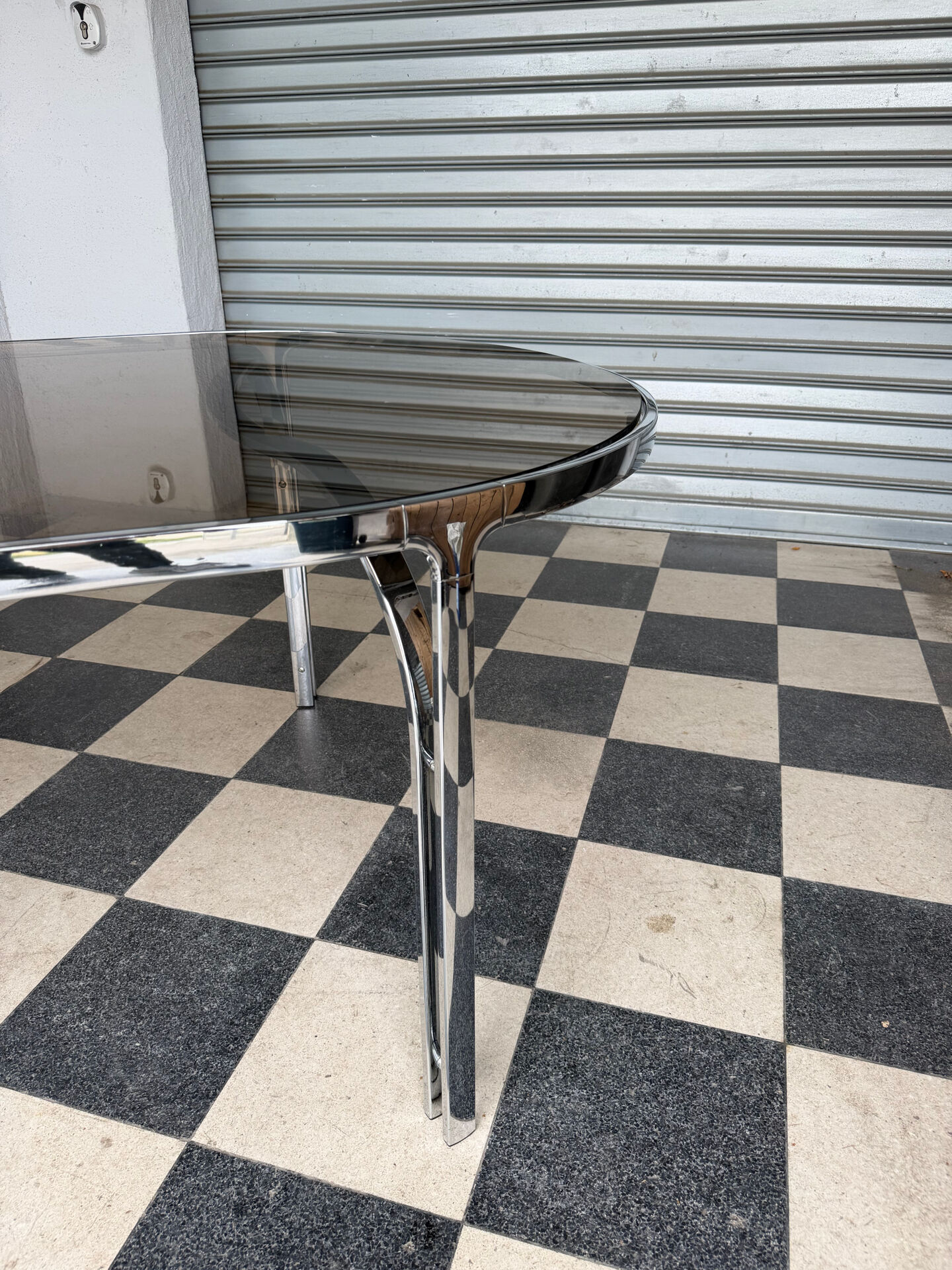 Vintage glass and chrome table