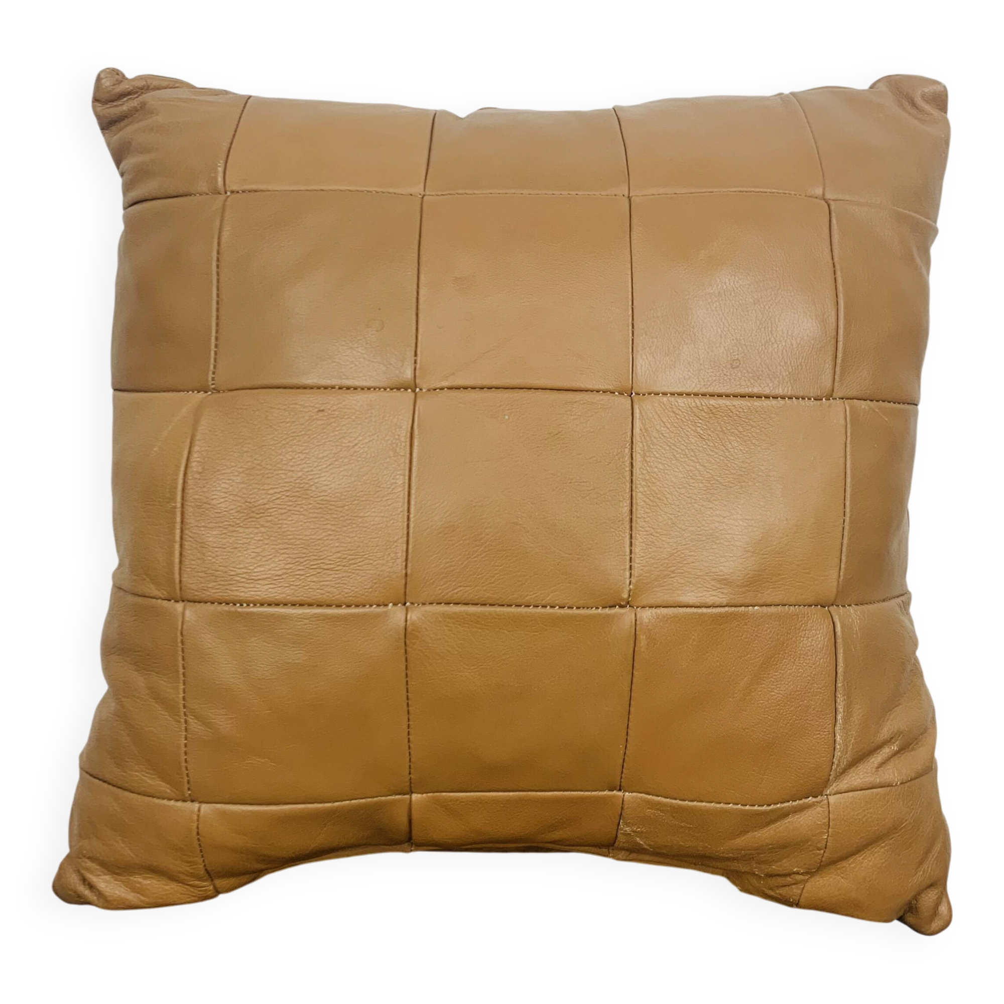 Vintage patchwork leather cushion