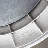 Vintage table with tulip base in white marble and Grosfillex base. France, 1960s