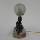 Art deco desk lamp sitting woman with globe