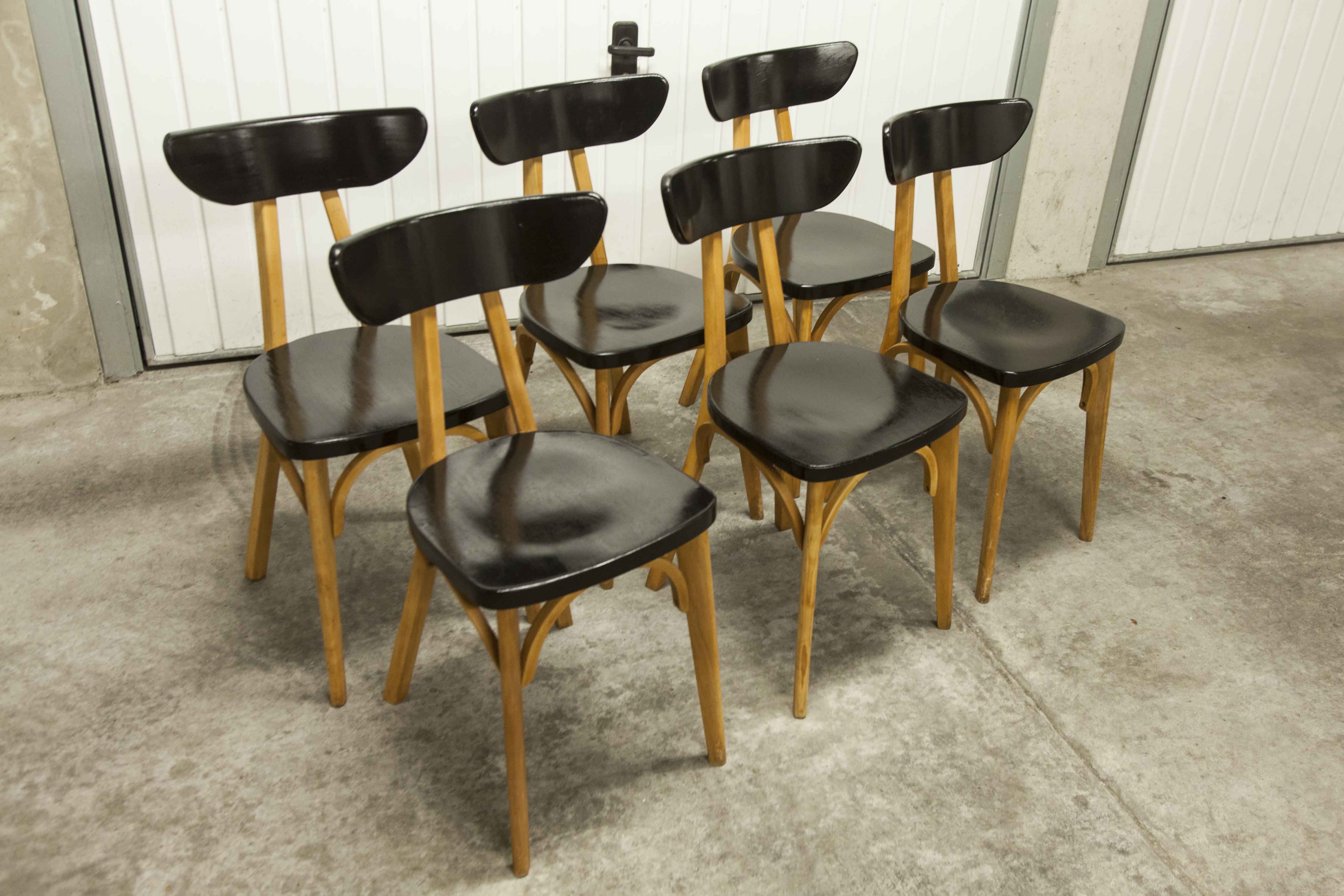 Set of 6 restored Luterma "banana" chairs
