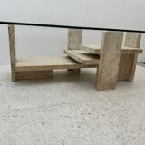 Brutalist travertine coffee table, 1970s