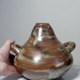 Small handmade brutalist vase in glazed ceramic from the early 2000s