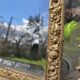 Miroir dorée à parcloses en laiton repoussé XIXème