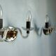 Pair of vintage glass/mirror two-arm wall lights
