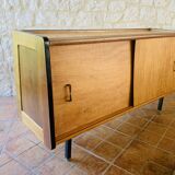 Small vintage row with sliding doors, metal legs Circa 50's