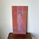 Nude figure. Oil painting on board. Mid 20th century, signed and dated 1974