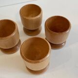 4 vintage turned wooden egg cups
