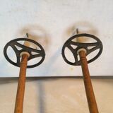 Ancient wooden and cork ski ings