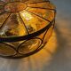 Vintage ceiling lamp amber crackle glass 1970s
