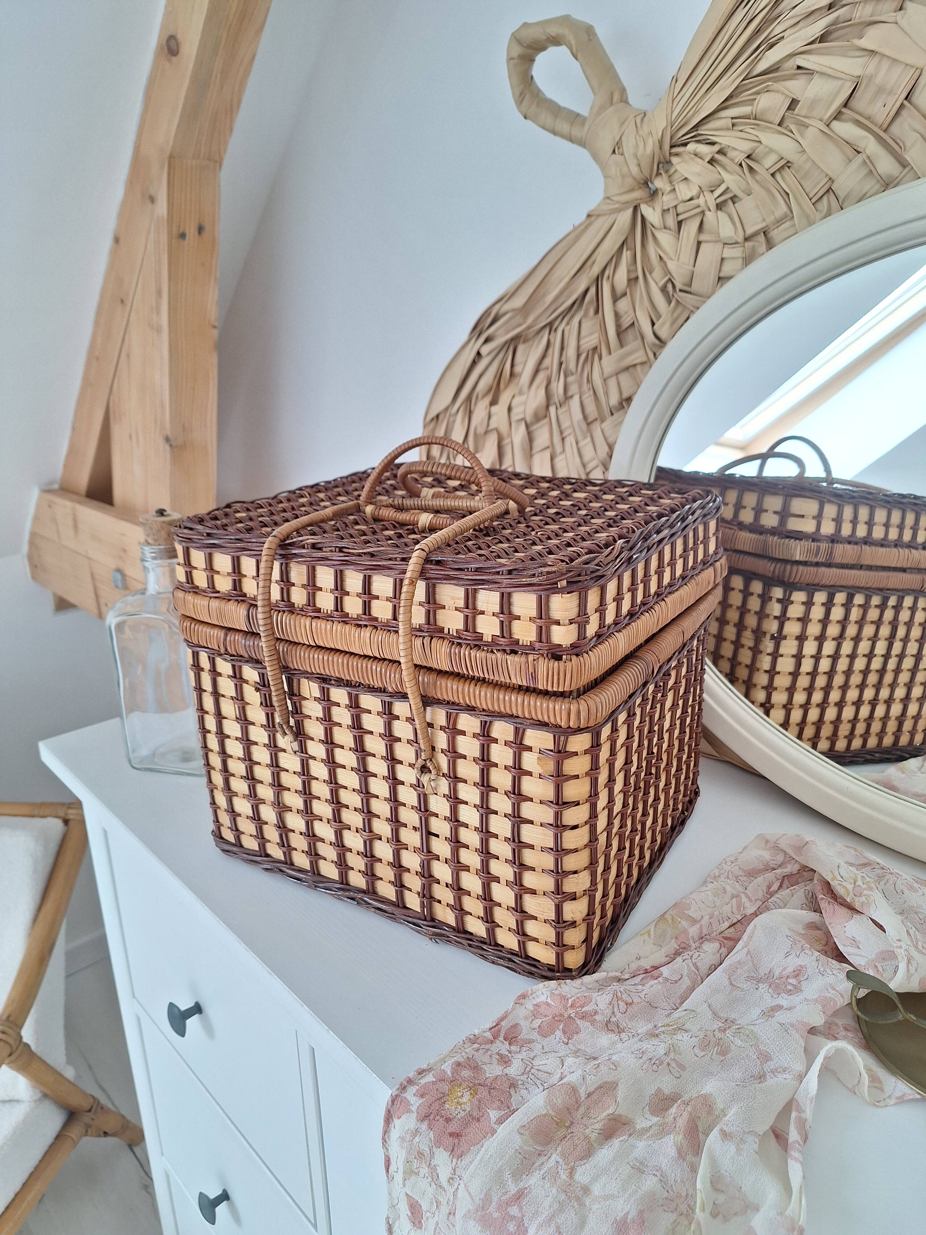Vintage wicker suitcase