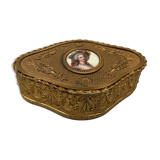 Boite a bijou bronze dore decor Louis XVI miniature porcelaine femme