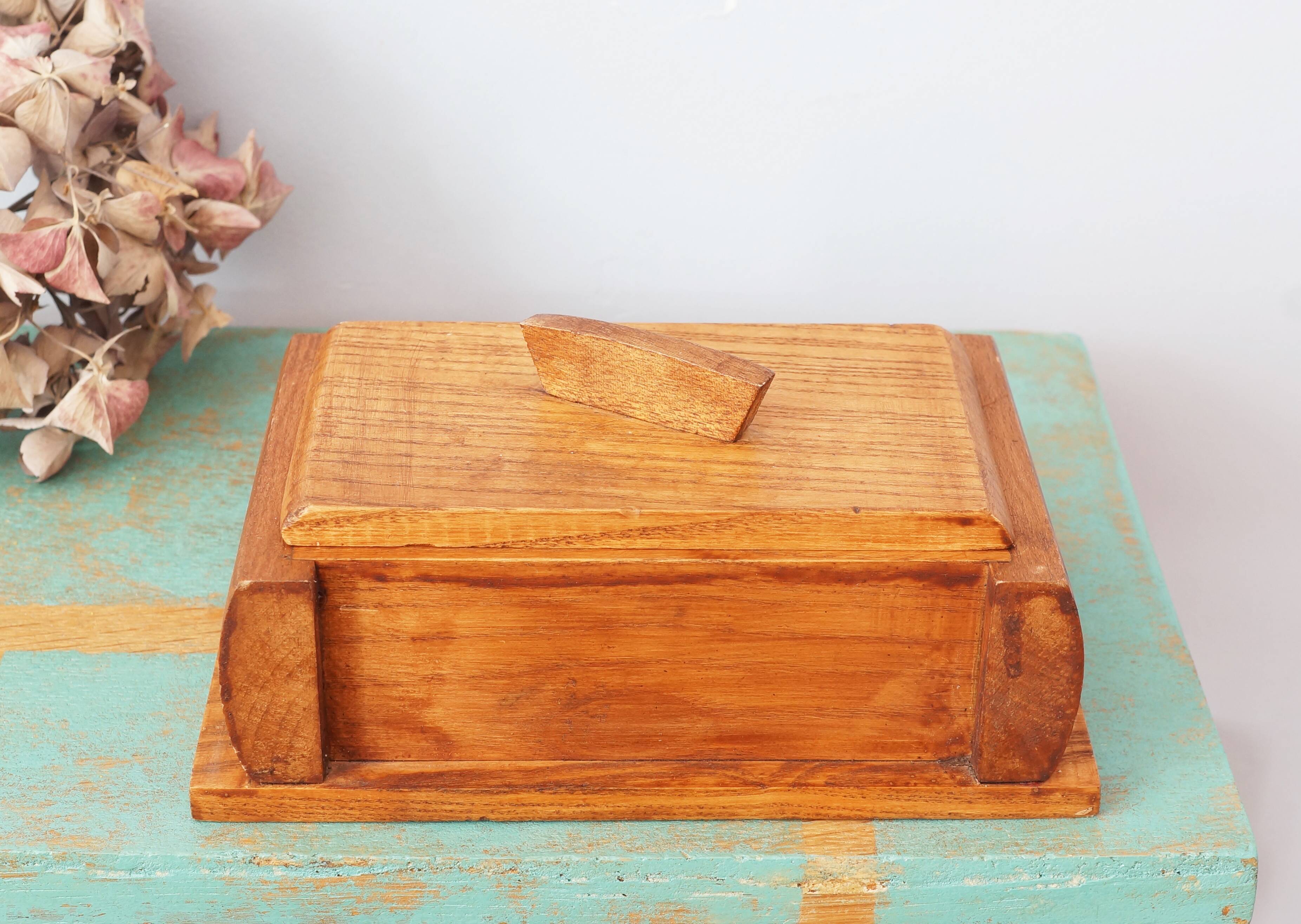 Handcrafted wooden box in art deco style, vintage