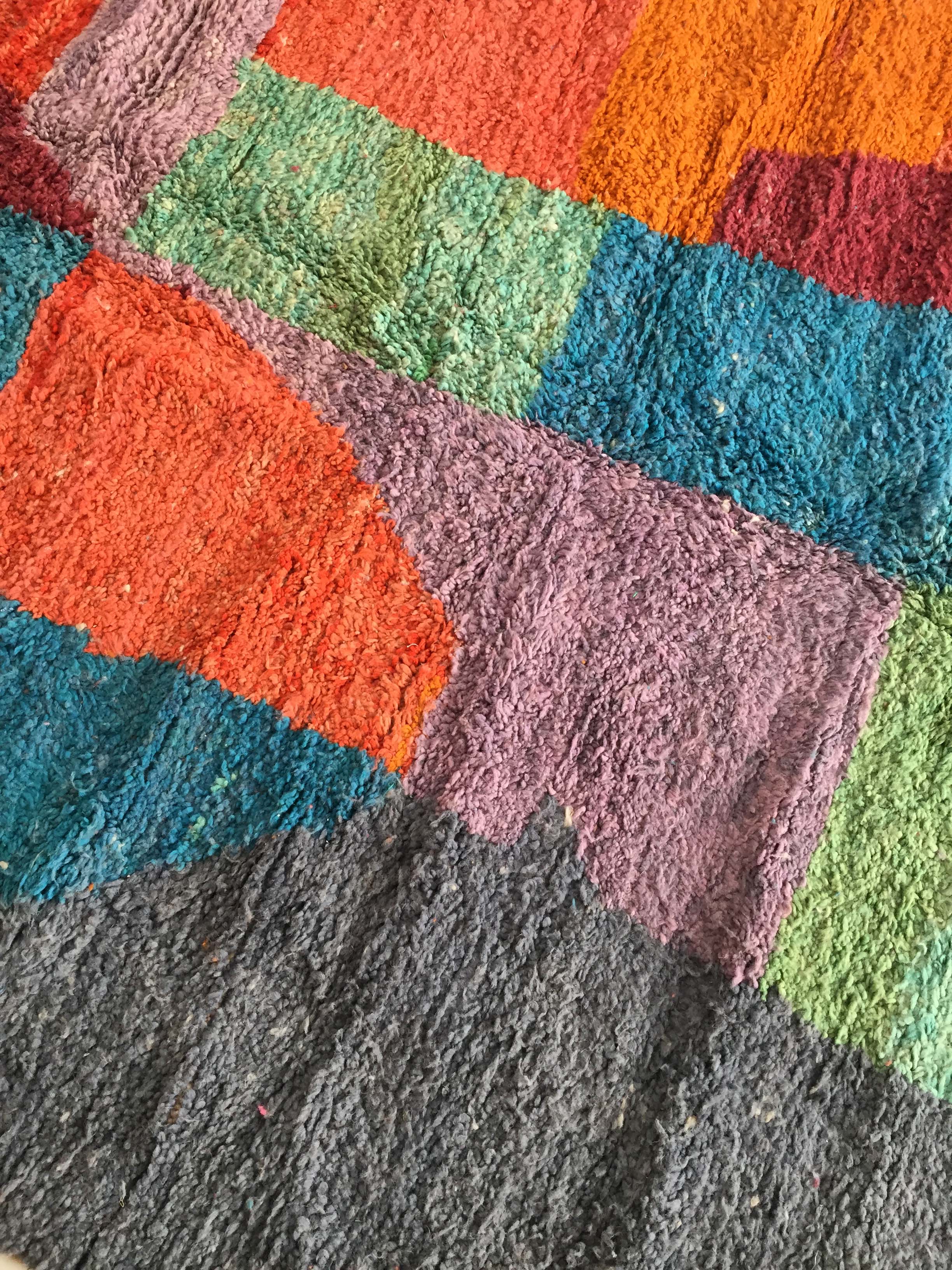 Moroccan Berber carpet Boujaad with colorful flats 285x188cm