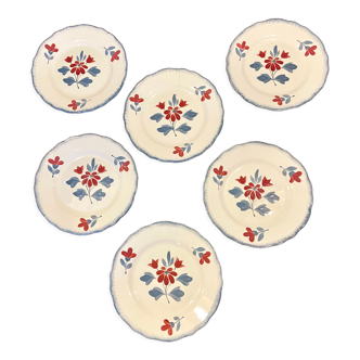 6 faience dessert plates Manufacture de Salins