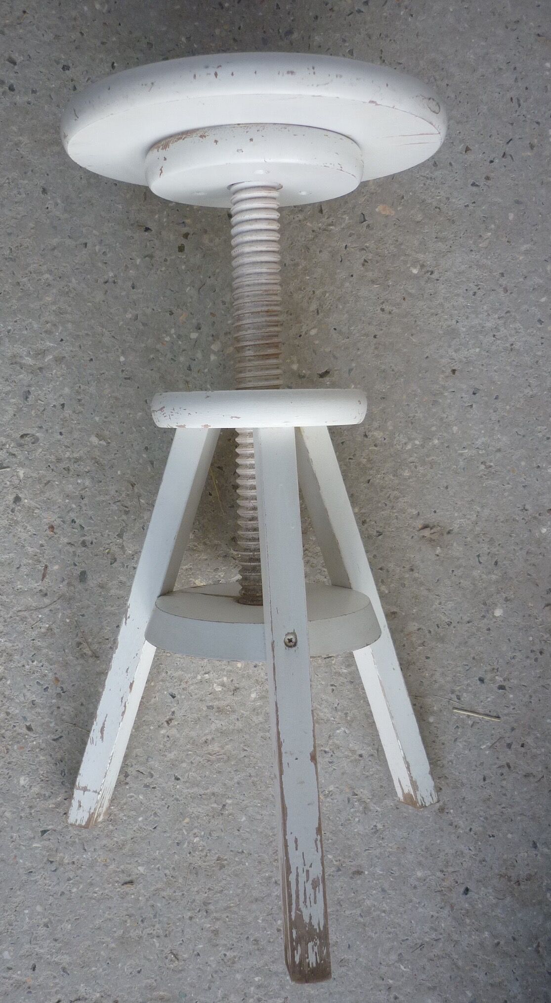 Wooden white screw stool