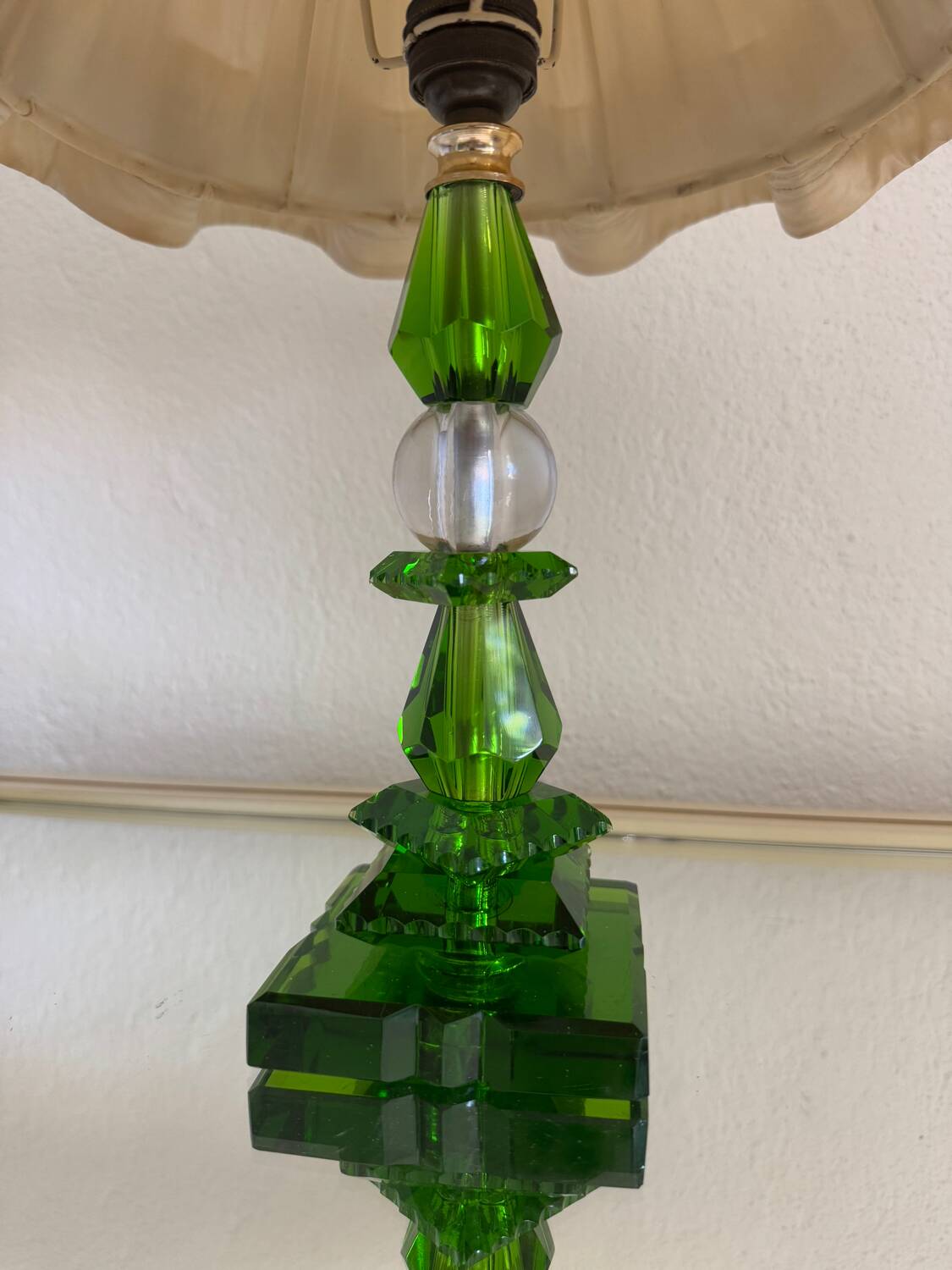 Lampe cristal émeraude Art Déco