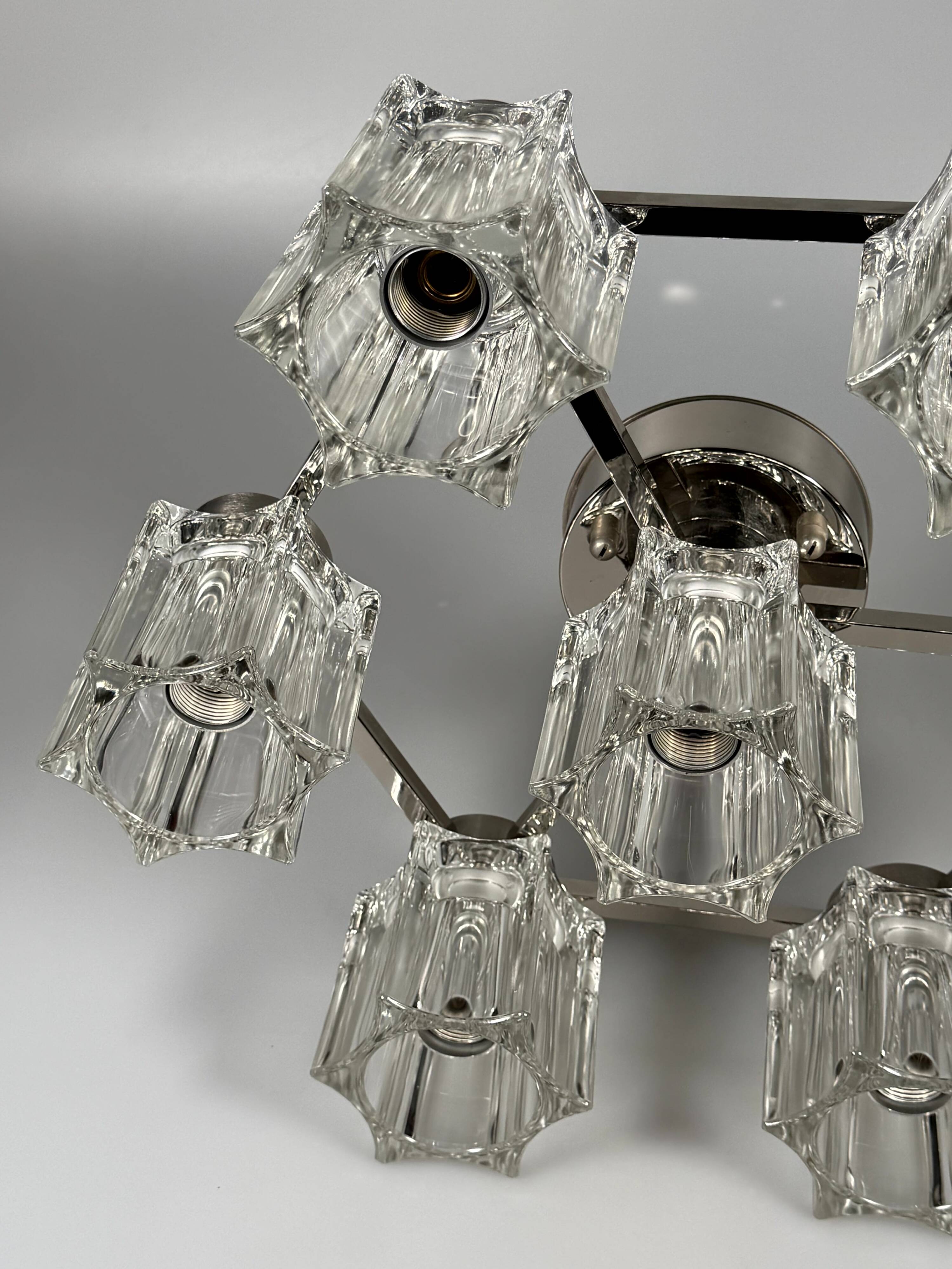 1960s 1970s Ceiling or Wall Lamp German Ice Glass Space Age Design