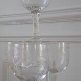 Set of 9 crystal wine glasses engraved early twentieth century