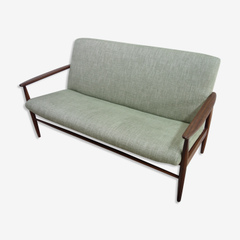 Danish teak 2 seat sofa green upholstery