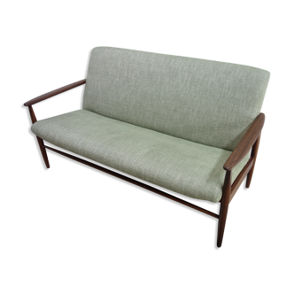 Danish teak 2 seat sofa green upholstery