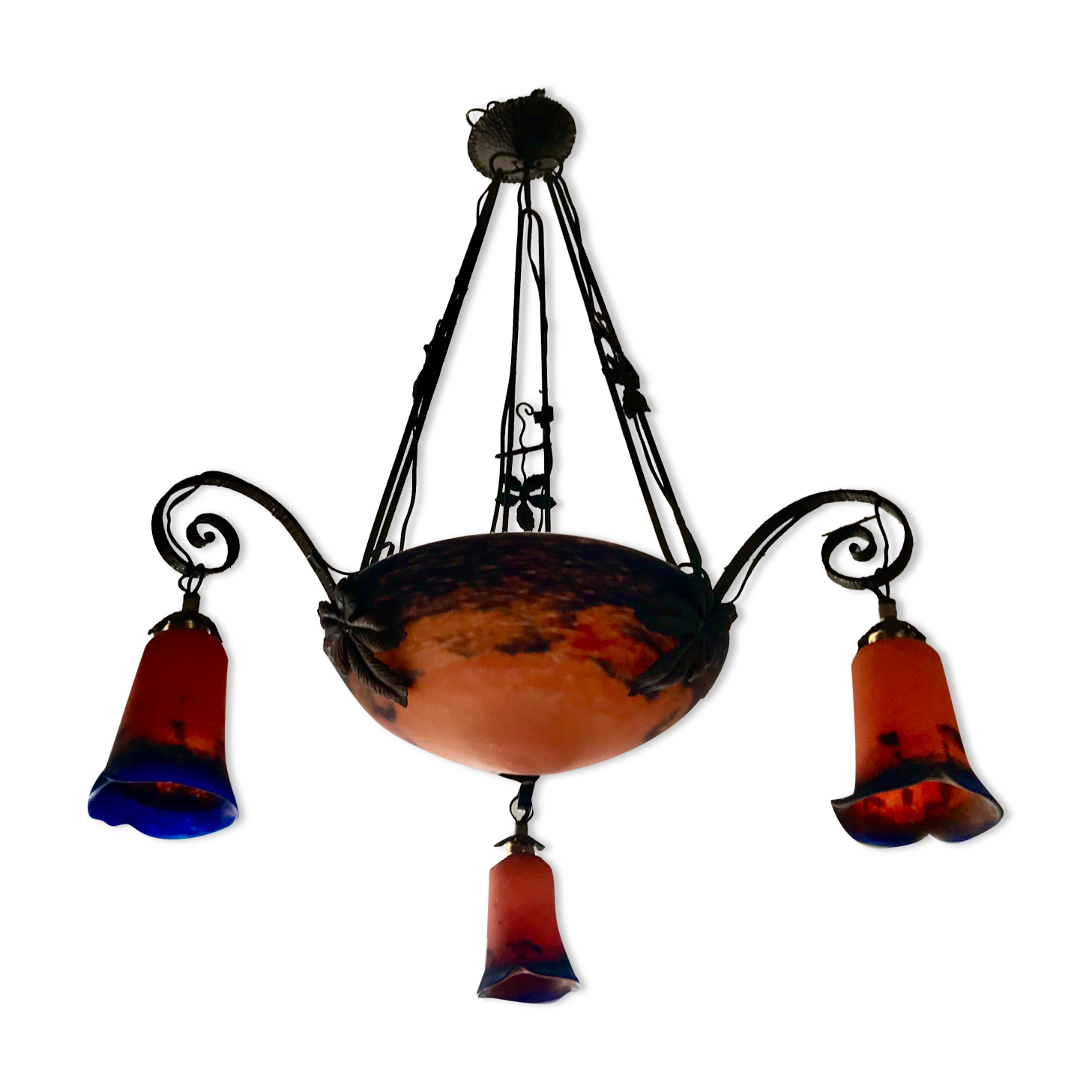 Lustre art déco, signé jean noverdy
