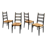 Series of 4 italian chairs with high backs vintage from the 50s