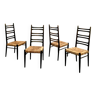 Série de 4 chaises italiennes à dossiers hauts vintage des années 50